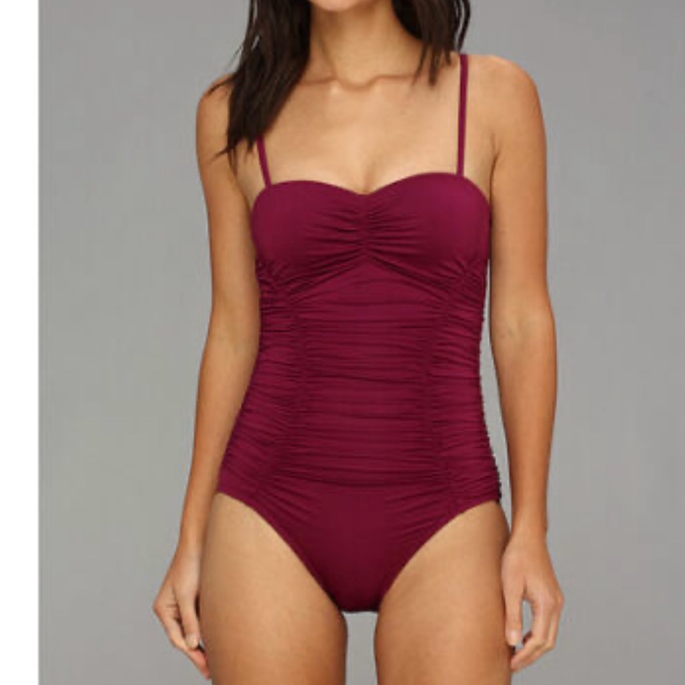Badgley Mischka one piece contouring ruched Swimsuit -  size 10 -  designer!